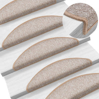 Tappetini per scale 15 pz 56x17x3 cm Marrone chiaro Semicircolari 133878