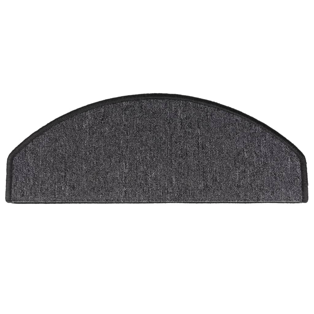 Tappetini per scale 15 pz 65x24x4 cm Antracite Semicircolari Grandi 133884