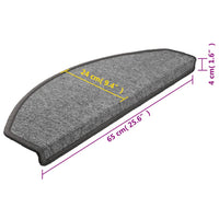 Tappetini per scale 15 pz 65x24x4 cm Grigio scuro Semicircolari Grandi 133885