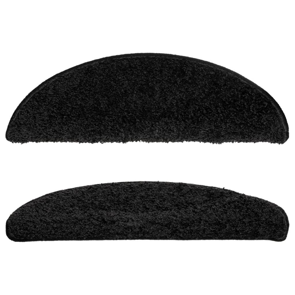 Tappetini per scale 15 pz 56x17x3 cm Nero Semicircolari 133893