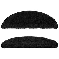 Tappetini per scale 15 pz 56x17x3 cm Nero Semicircolari 133893