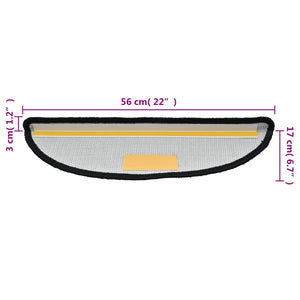Tappetini per scale 15 pz 56x17x3 cm Nero Semicircolari 133893