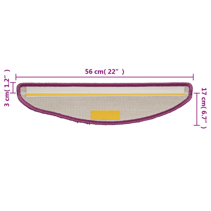 Tappetini per scale 15 pz 56x17x3 cm Viola Semicircolari 133897