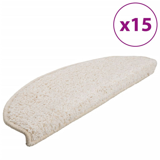 Tappetini per scale 15 pz 65x21x4 cm Bianco Semicircolari Grandi 133906