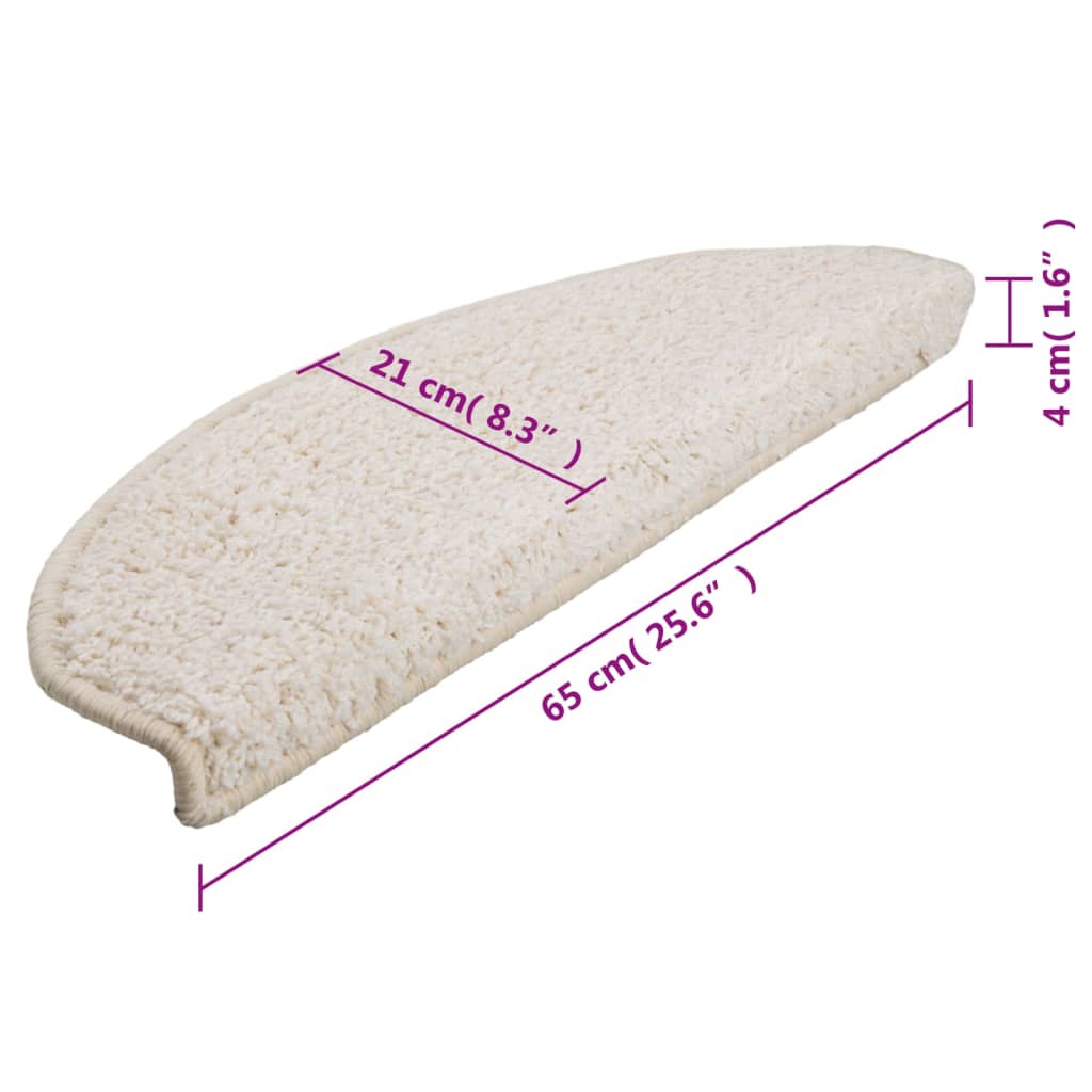 Tappetini per scale 15 pz 65x21x4 cm Bianco Semicircolari Grandi 133906