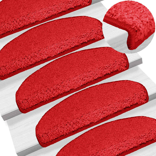 Tappetini per scale 15 pz 65x21x4 cm rossi semicircolari grandi 133907