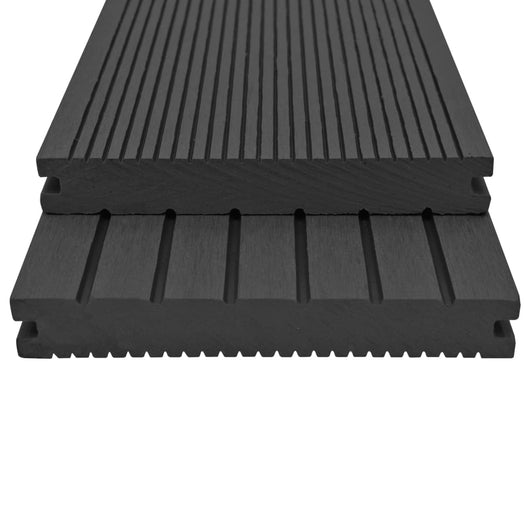 Pavimento per Esterni in WPC Pieno Accessori 16 mÂ² 2,2 m Nero