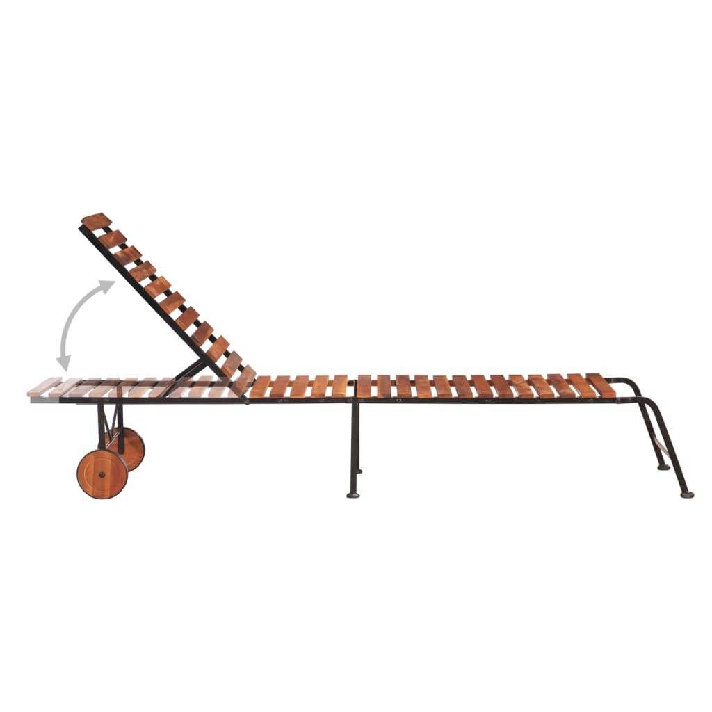 Sdraio sdraio prendisole lettino da giardino terrazza mobili da esterno con gambe in acciaio legno massello di acacia 02_0012567