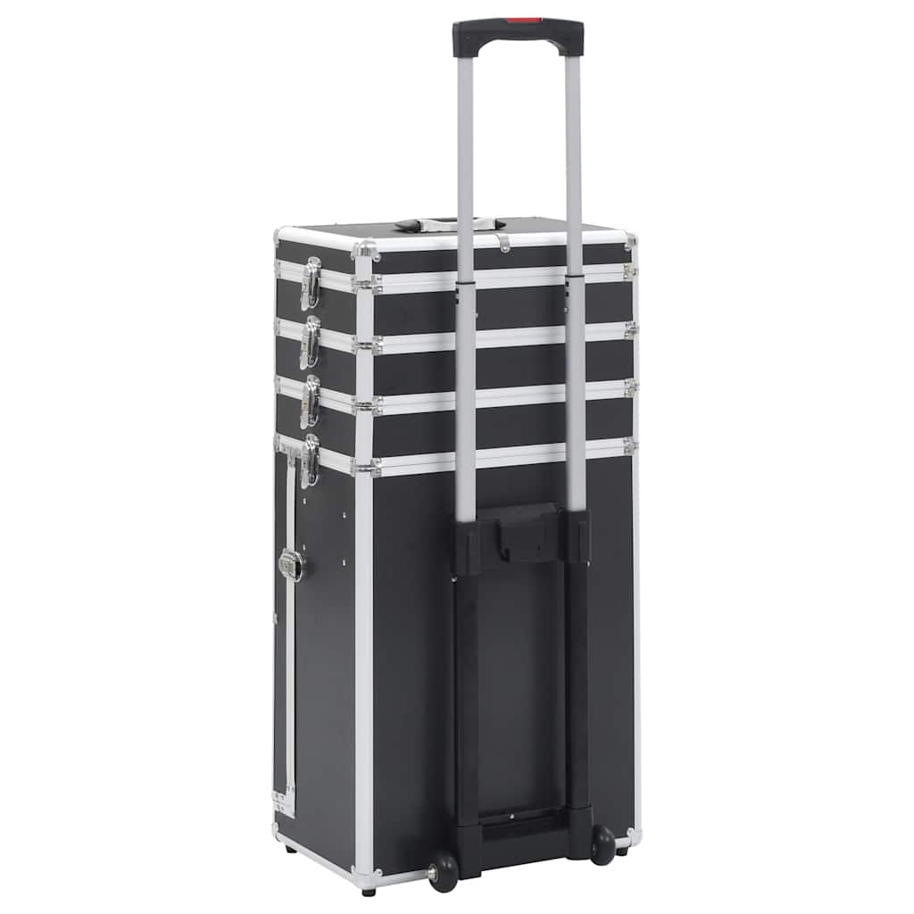 Valigia Trolley per Cosmetici in Alluminio Nero 91812