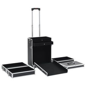 Valigia Trolley per Cosmetici in Alluminio Nero 91812