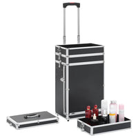 Valigia Trolley per Cosmetici in Alluminio Nero 91812