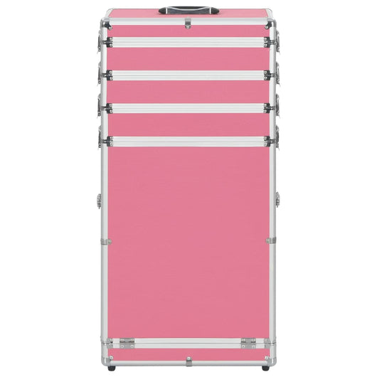 Valigia Trolley per Cosmetici in Alluminio Rosa 91813