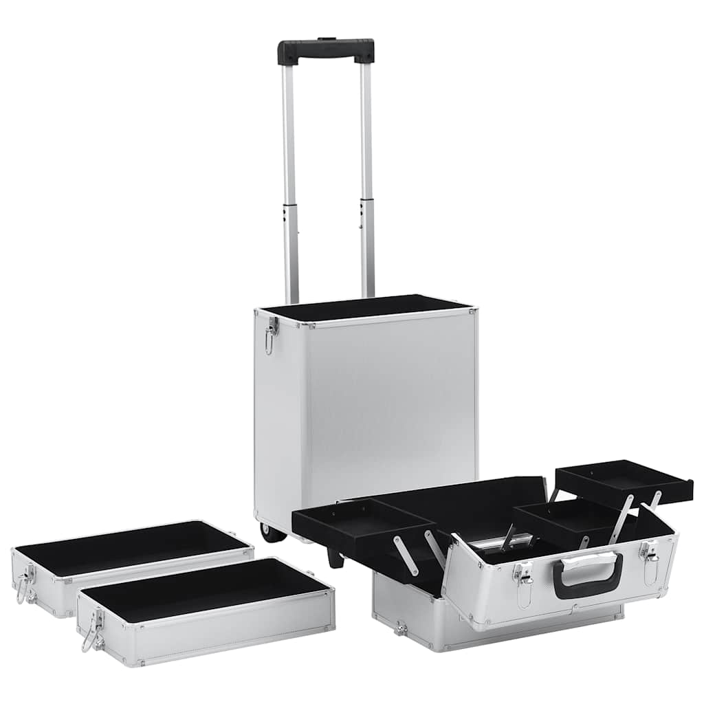 Valigia Trolley per Cosmetici in Alluminio Argento 91814