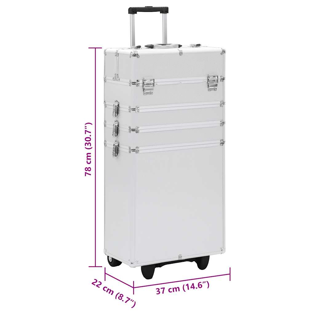 Valigia Trolley per Cosmetici in Alluminio Argento 91814