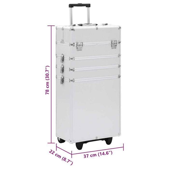 Valigia Trolley per Cosmetici in Alluminio Argento 91814