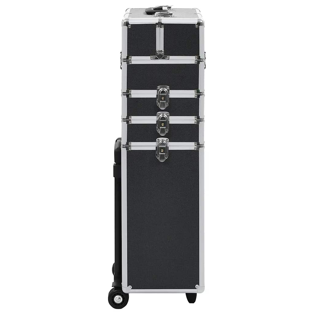 Valigia Trolley per Cosmetici in Alluminio Nero 91815