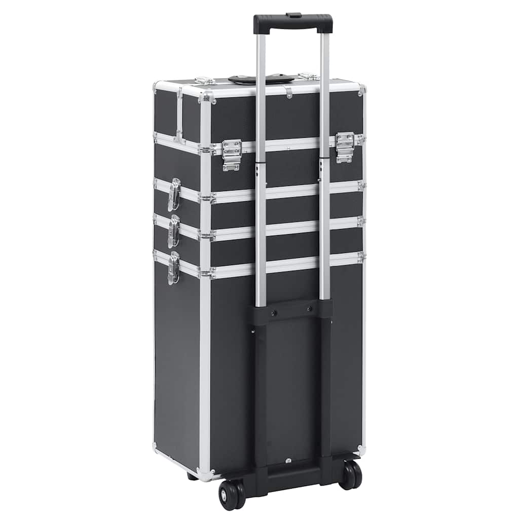 Valigia Trolley per Cosmetici in Alluminio Nero 91815