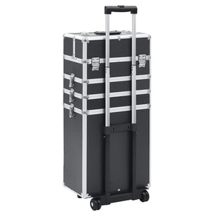 Valigia Trolley per Cosmetici in Alluminio Nero 91815