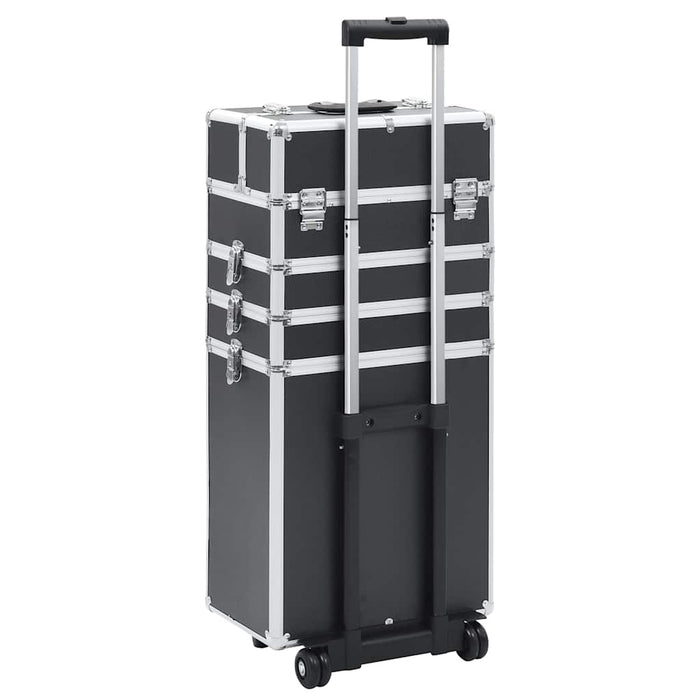 Valigia Trolley per Cosmetici in Alluminio Nero 91815