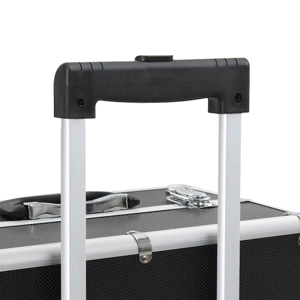 Valigia Trolley per Cosmetici in Alluminio Nero 91815