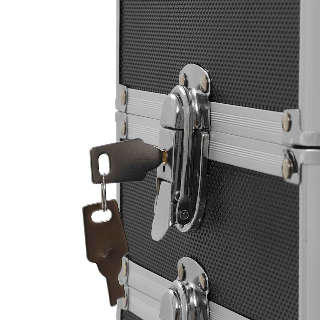 Valigia Trolley per Cosmetici in Alluminio Nero 91815