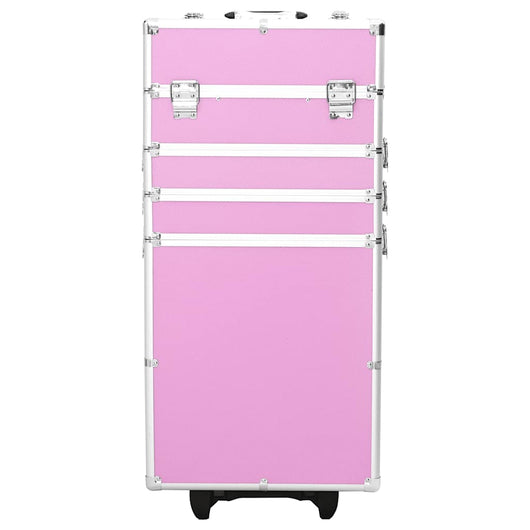 Valigia Trolley per Cosmetici Alluminio Rosa 91816
