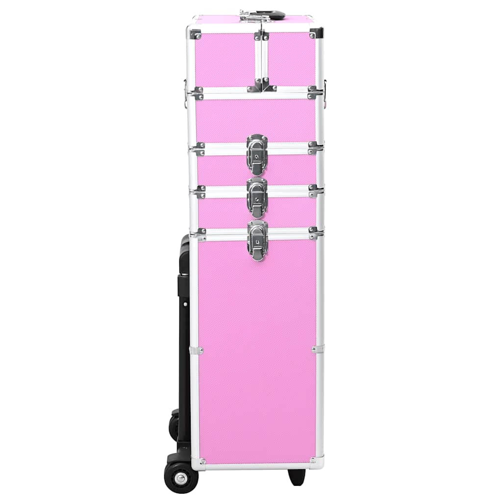 Valigia Trolley per Cosmetici Alluminio Rosa 91816