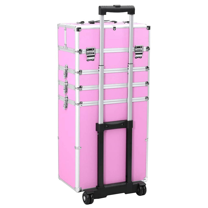 Valigia Trolley per Cosmetici Alluminio Rosa 91816