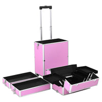 Valigia Trolley per Cosmetici Alluminio Rosa 91816