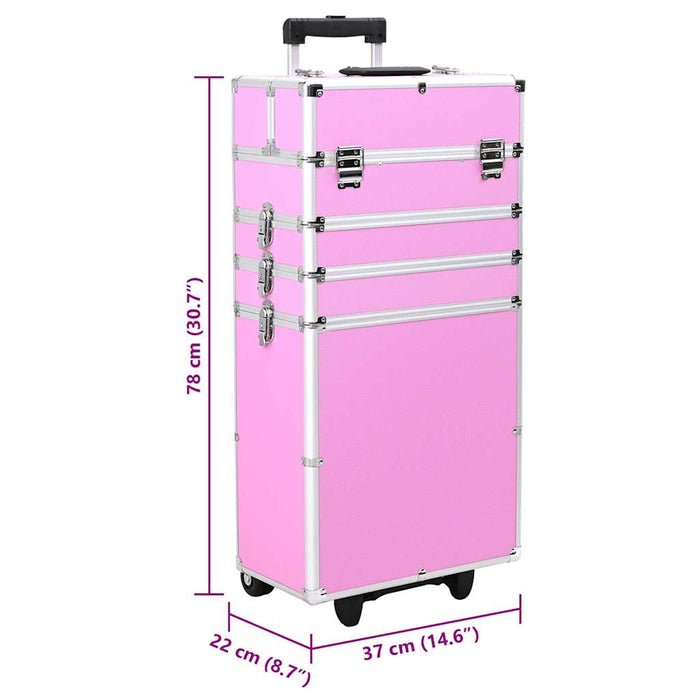 Valigia Trolley per Cosmetici Alluminio Rosa 91816