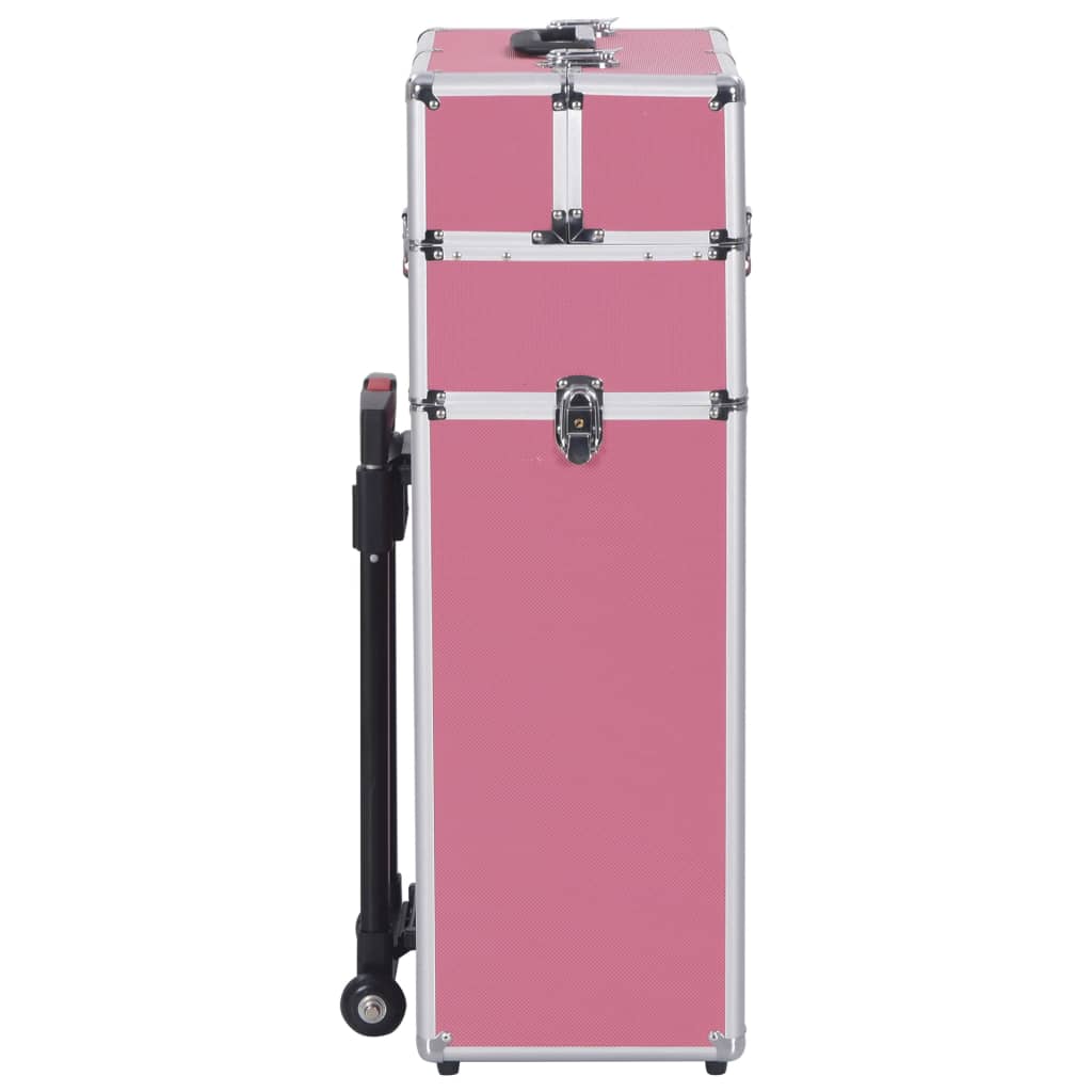 Valigia Trolley per Cosmetici in Alluminio Rosa 91823