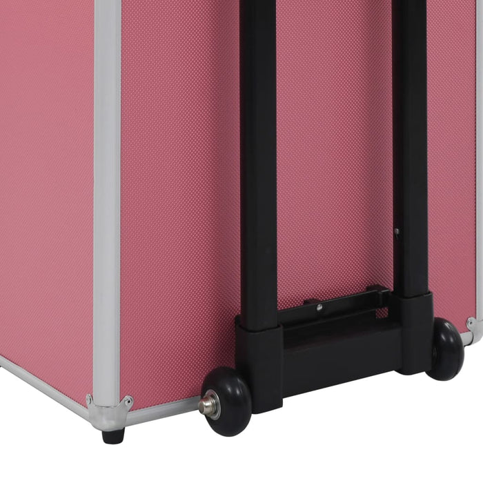 Valigia Trolley per Cosmetici in Alluminio Rosa 91823