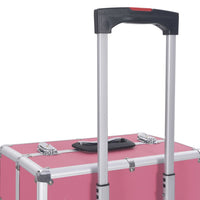 Valigia Trolley per Cosmetici in Alluminio Rosa 91823