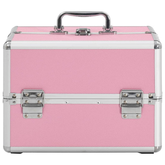 Valigia per Cosmetici 22x30x21 cm Rosa in Alluminio 91830