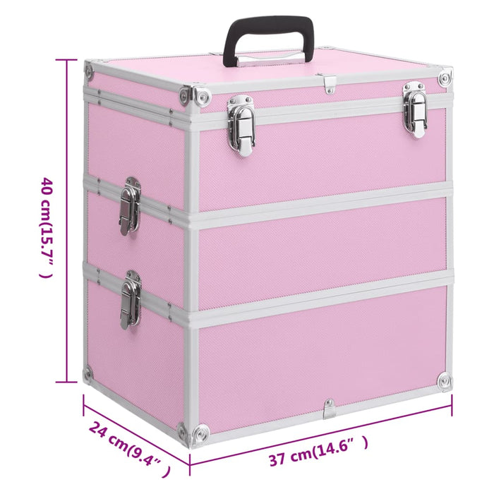 Valigia per Cosmetici 37x24x40 cm Rosa in Alluminio 91841