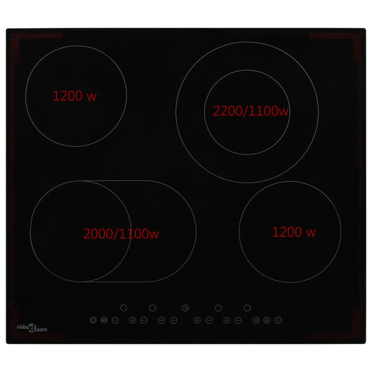 Piano Cottura in Ceramica con 4 Zone e Controlli Touch 6600 W 50785