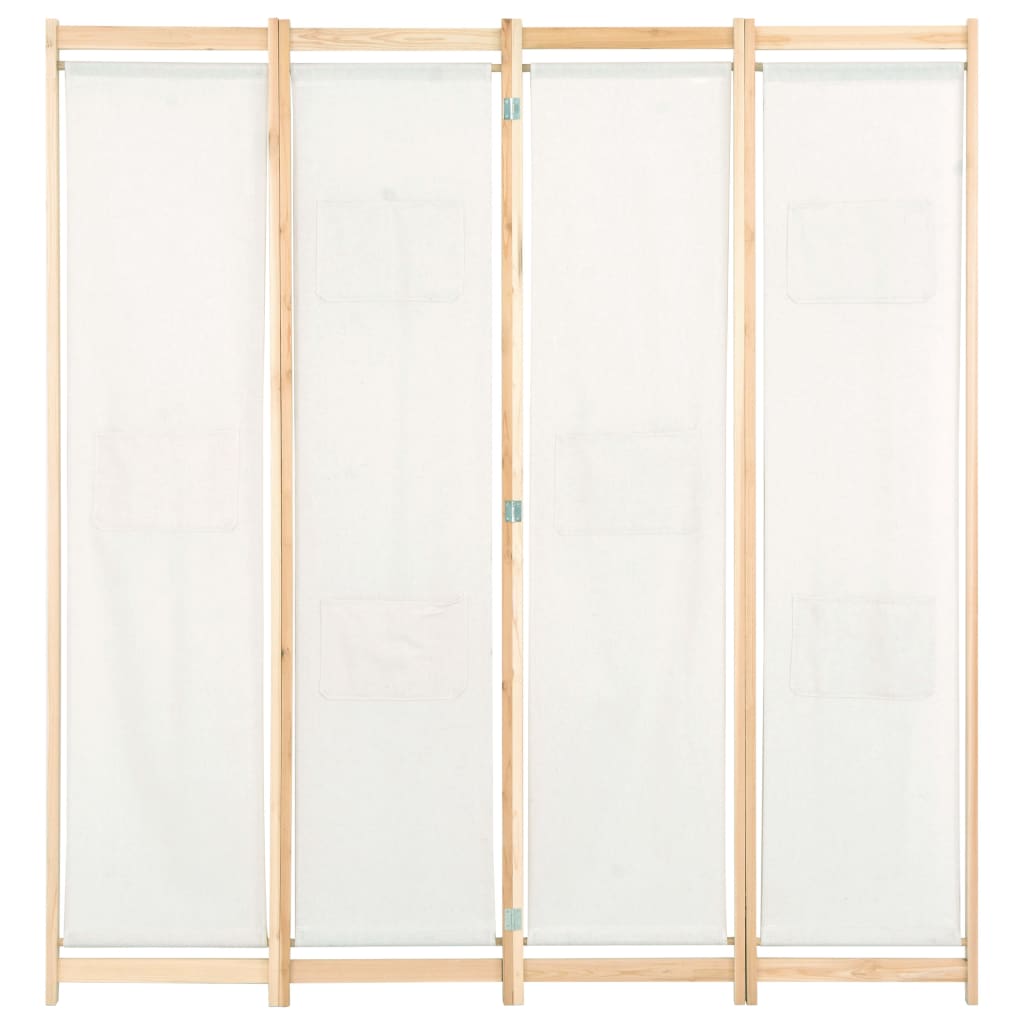 Paravento divisorio divisorio mobile decorativo 4 pannelli crema 160x4 cm tessuto 0802081