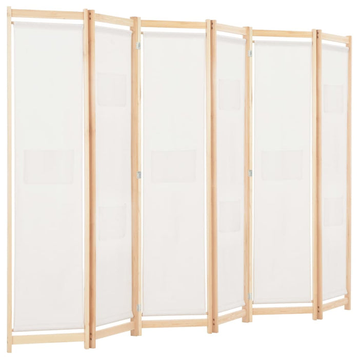 Divisorio a 6 Pannelli-Set di 6 pannelli Paravento 240x170x4 cm in Tessuto Crema