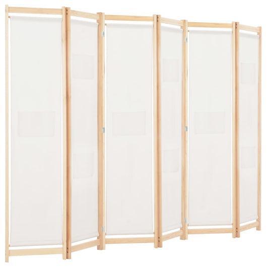 Divisorio a 6 Pannelli 240x170x4 cm in Tessuto Crema 248174