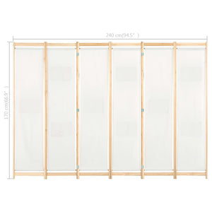 Divisorio a 6 Pannelli-Set di 6 pannelli Paravento 240x170x4 cm in Tessuto Crema