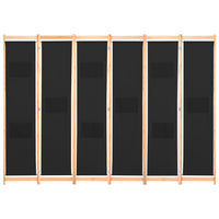Divisorio a 6 Pannelli-Set di 6 pannelli Paravento Nero 240x170x4 cm in Tessuto