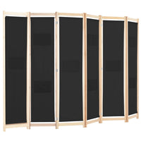 Divisorio a 6 Pannelli-Set di 6 pannelli Paravento Nero 240x170x4 cm in Tessuto