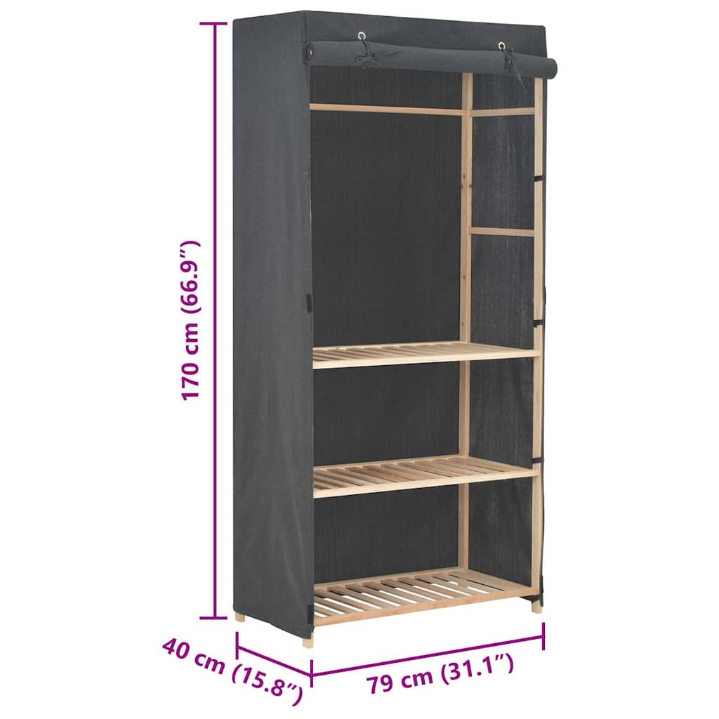 Armadio a 3 Ripiani Grigio 79x40x170 cm in Tessuto 248187