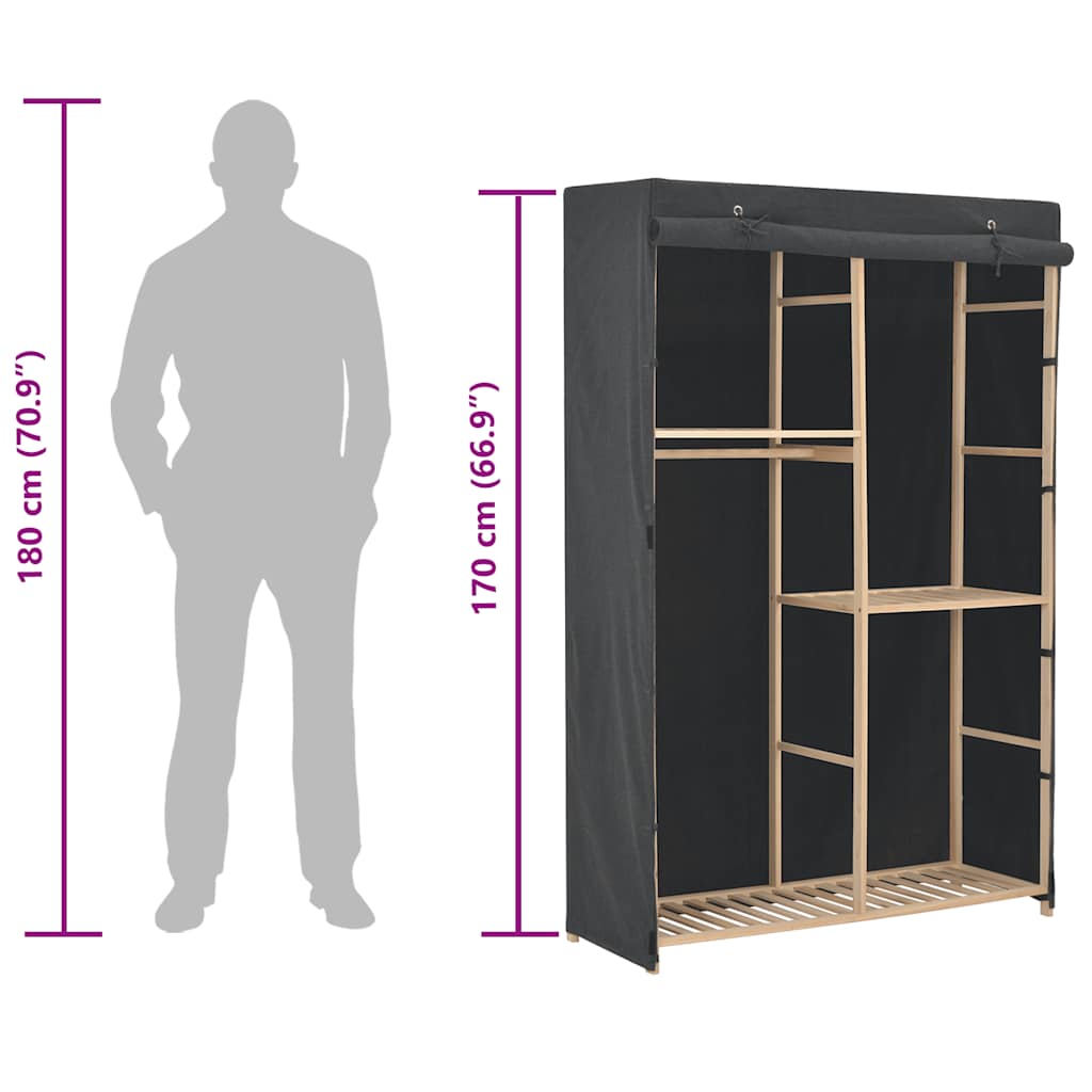 Armadio a 3 Ripiani Grigio 110x40x170 cm in Tessuto 248188