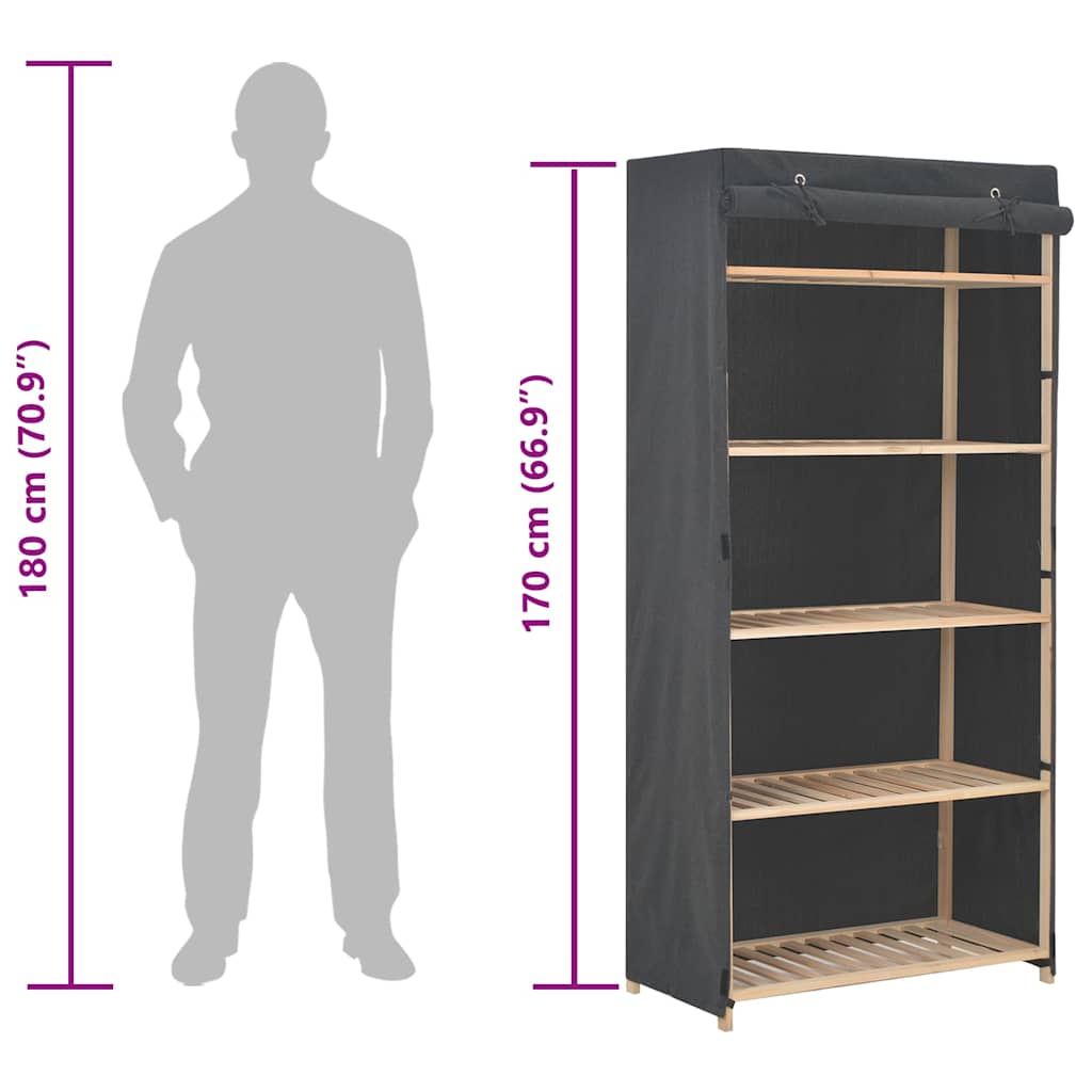 Armadio Grigio 79x40x170 cm in Tessuto 248191