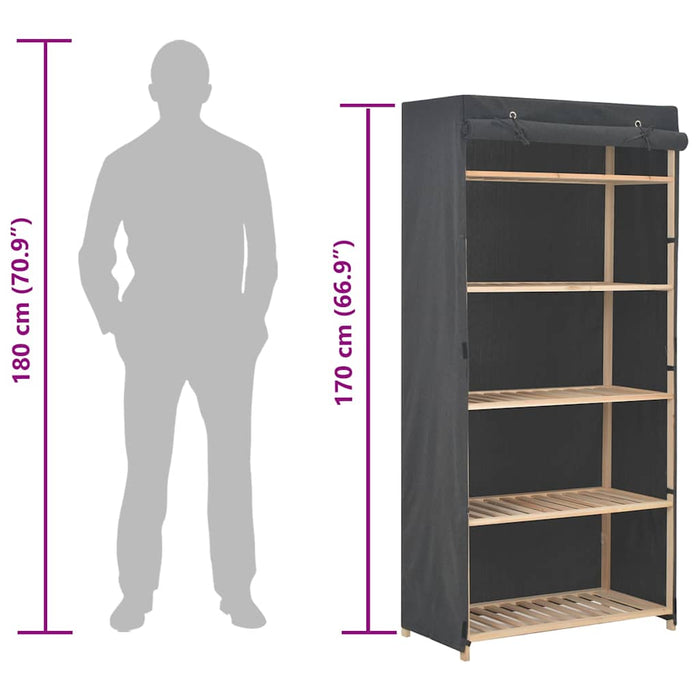 Armadio Grigio 79x40x170 cm in Tessuto 248191