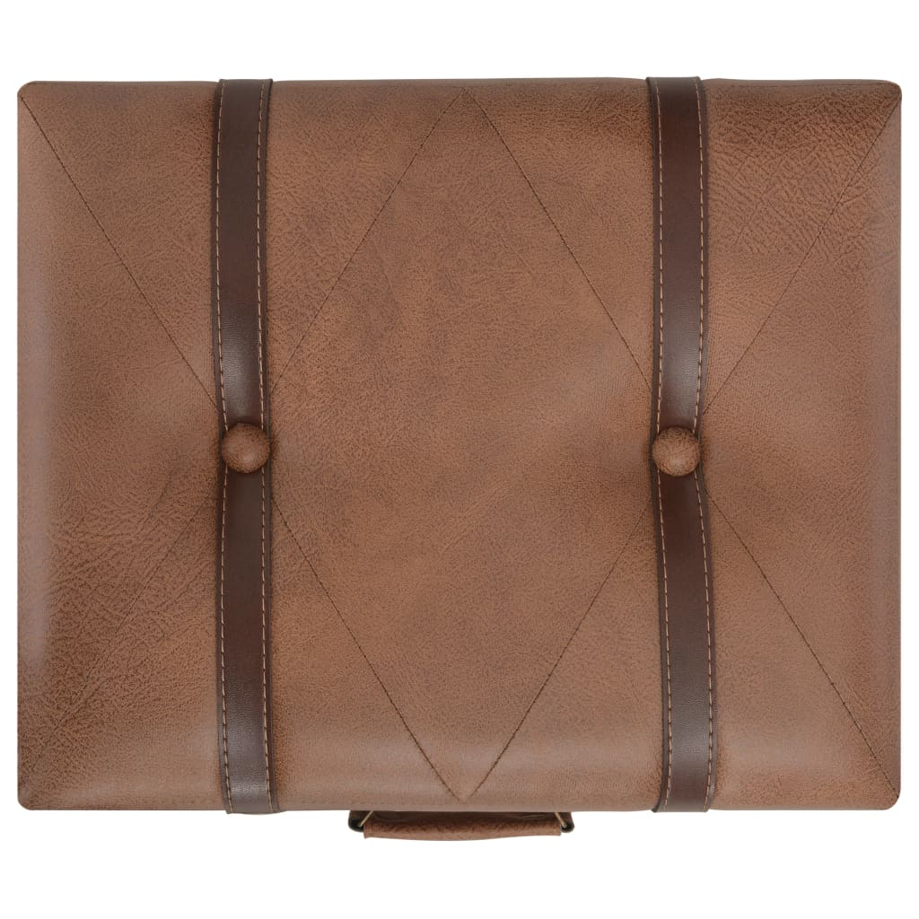 Sgabello con Contenitore 40 cm in Similpelle Marrone 247531