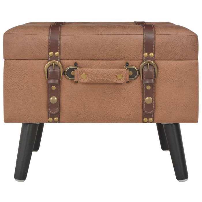 Panca pouf sgabello mobile contenitore sgabelli 3 pz marrone sintetico 3002180