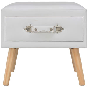 Comodino Bianco 40x35x40 cm in Similpelle 247536