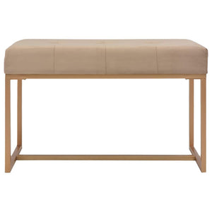 Panca pouf sgabello panca arredo 80 cm velluto beige 3002049